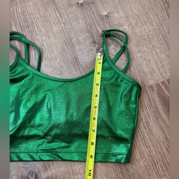 BEACH RIOT Libby Crop Tank Top in Green Shimmer - Picture 6 of 8